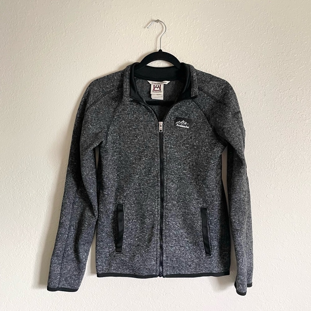 Avalanche Kids Gray Black Marled Zip Up Jacket